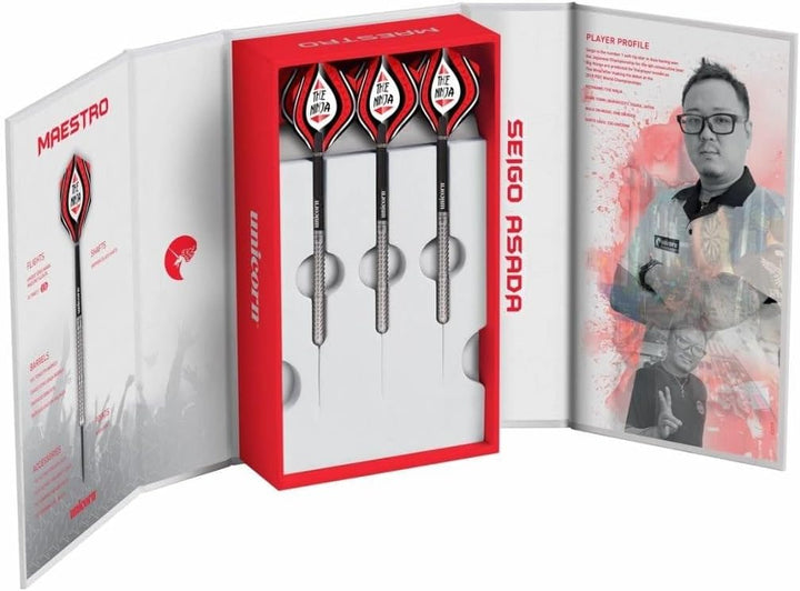 Unicorn Seigo Asada-Maestro 90% Tungsten Natural Dartpfeile mit Stahlspitze 25 g rot / schwarz, 25 g