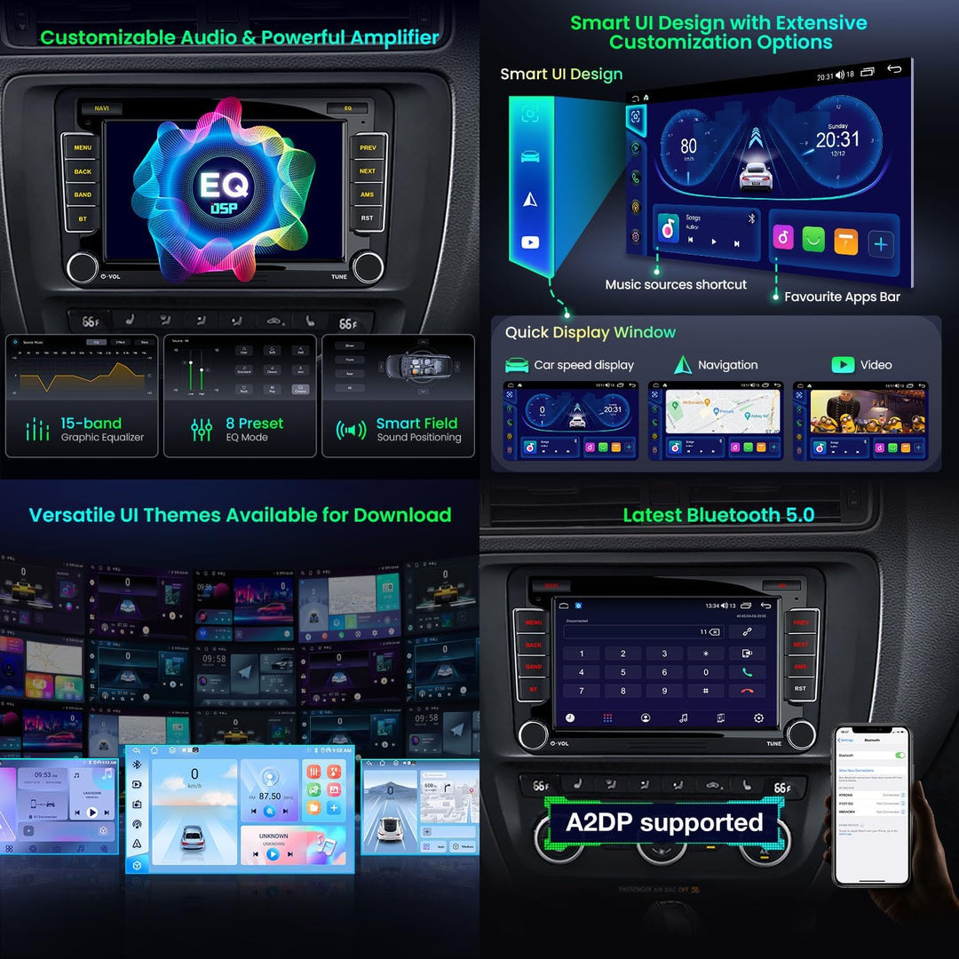 XTRONS Android Autoradio für VW T5 Golf 5 6 Passat B7 Polo, 7 Zoll IPS Bildschirm 8-Core 4+64GB Auto