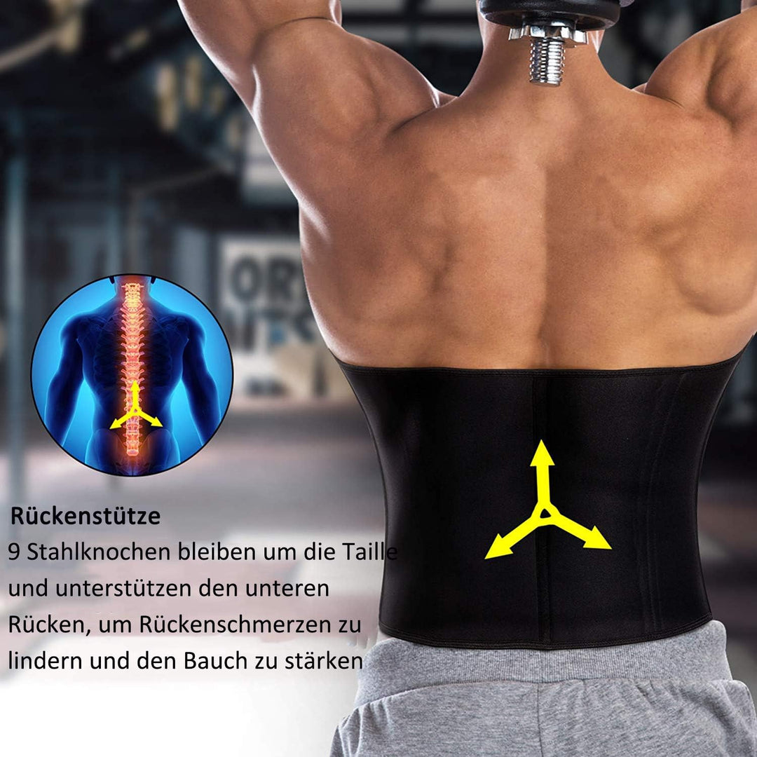 Gotoly Herren Bauchweggürtel Fitnessgürtel Body Shaper Schwitzgürtel Taillenmieder Verstellbarer Neo