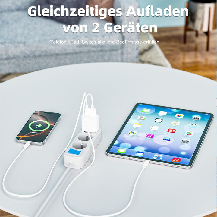 USB C Ladegerät, 2er Pack 25W 2-Port USB-A & USB-C Adapter Schnellladegerät Netzteil für iPhone 17/1