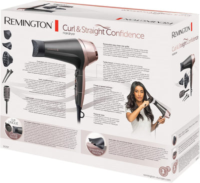 Remington Haartrockner Ionen [Locken & Wellen & Glatt] Curl-Straight (2200W, inkl 3 Stylingaufsätze: