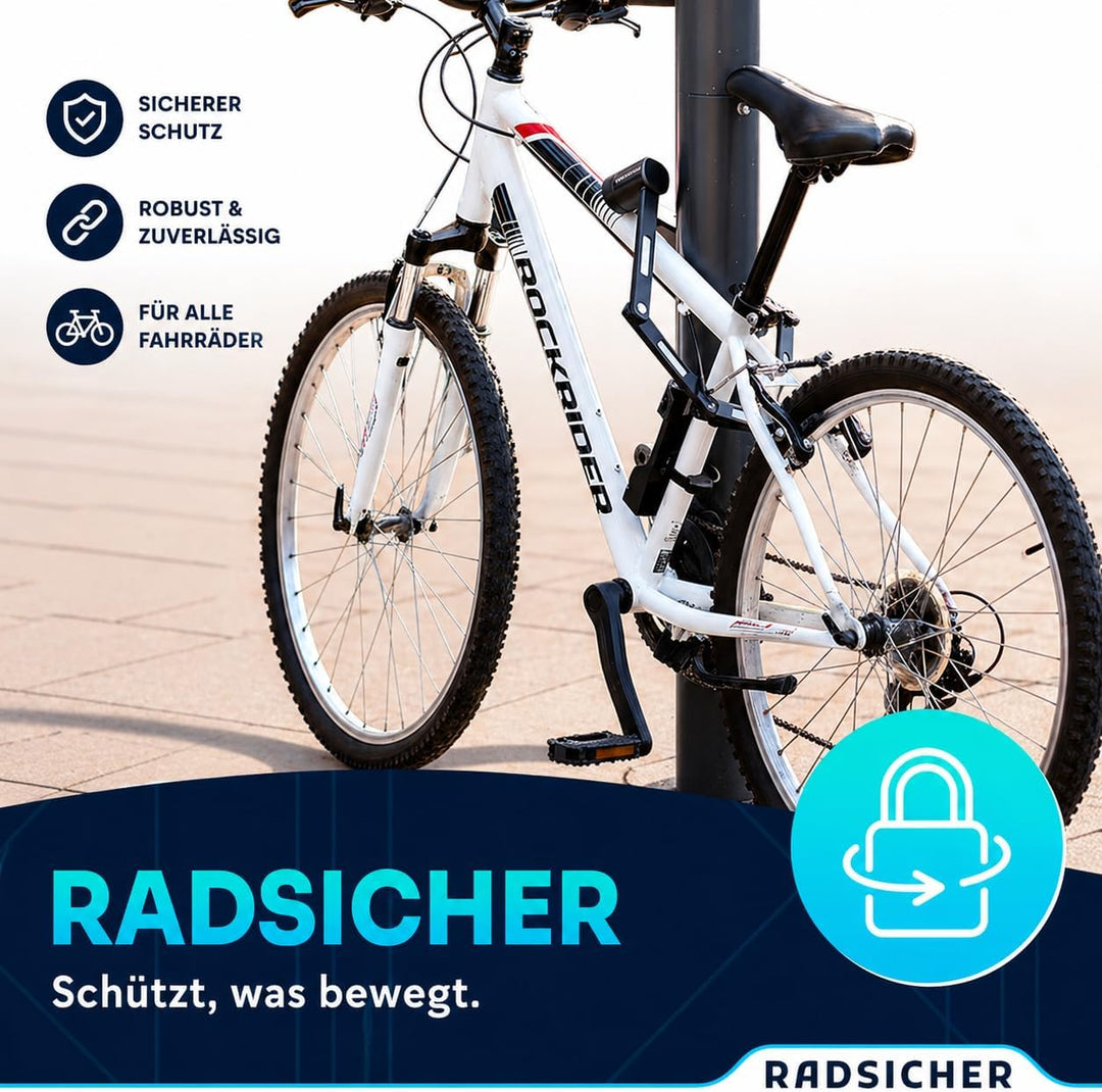 RADSICHER Faltschloss – Robustes Fahrradschloss (90 cm) | Sicherheitslevel 12 | Gehärteter Stahl, We