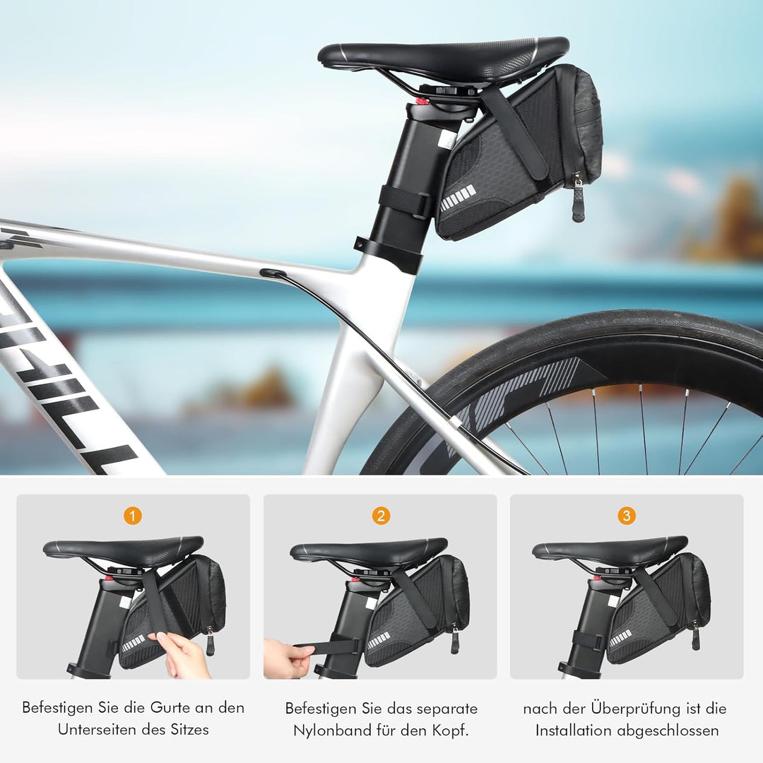 Ultraleichte Fahrrad Satteltasche, Fahrradsitz Tasche Fahrradtasche mit Klettverschluss Befestigungs