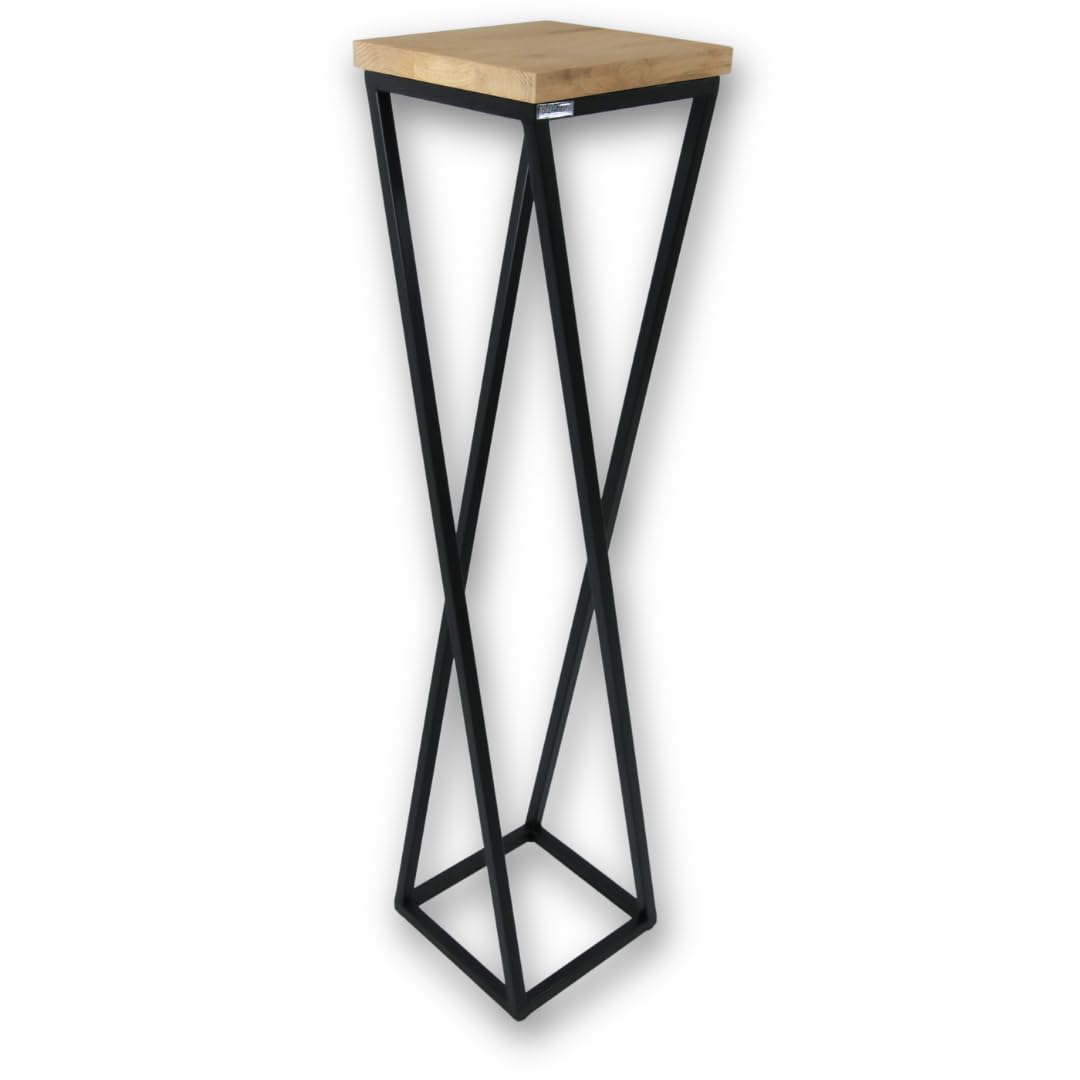 holz4home® Dekoständer 90 cm Gedrehte Streben I Eichenholz Natur Geölt I Blumenständer I Höhe: 90 cm