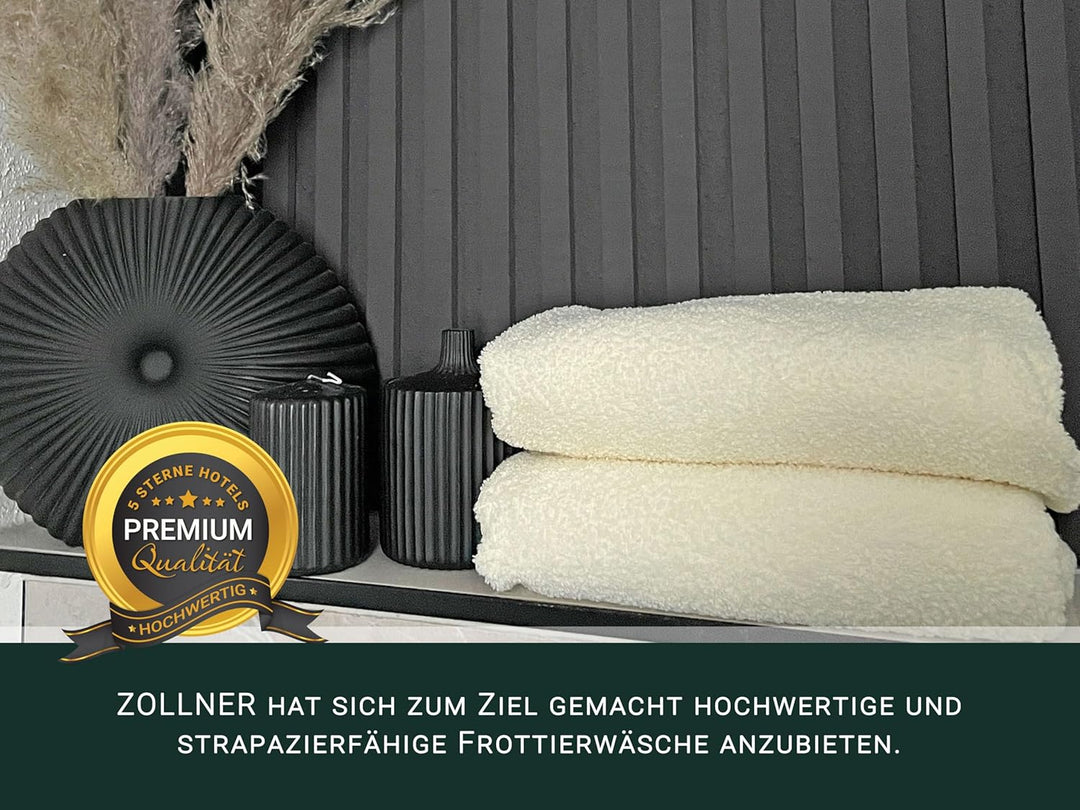 ZOLLNER 6er Set Handtücher in 50x100 cm - saugstarke und weiche Badetücher in beige - mit praktische