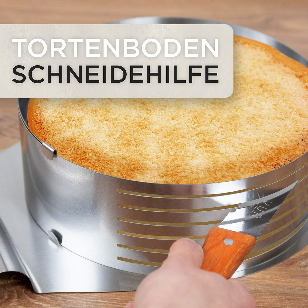 Tortenring - Backform im 3er Set aus Tortenring, Kuchenretter und Küchenmesser - hochwertiges Design