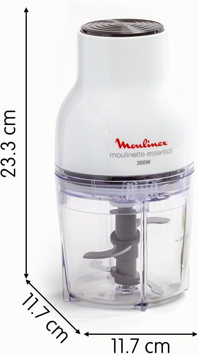 Moulinex Moulinette Essential DJ5201 3-in-1 Zerkleinererer, Mixen und Schneiden, Druckdeckel-System