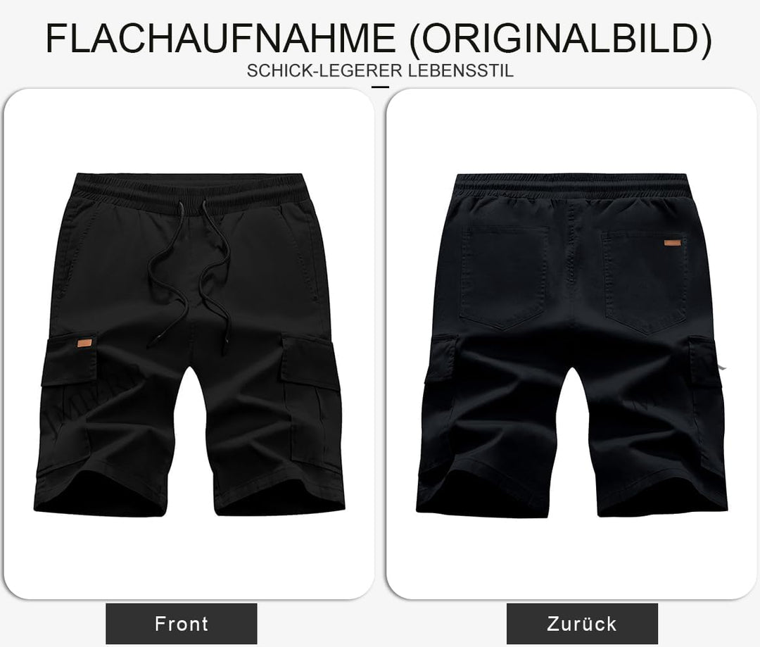 JMIERR Kurze Hosen Herren Baumwolle Cargo Shorts Herren Sommer Freizeithose mit Taschen S A Schwarz,