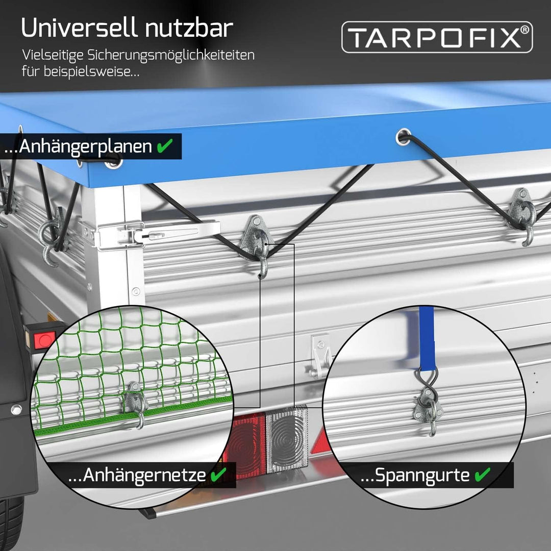 Tarpofix® Dreiloch Planenhaken Netzhaken inkl. Blindnieten für Anhänger Plane & Anhängernetz (10 Stk