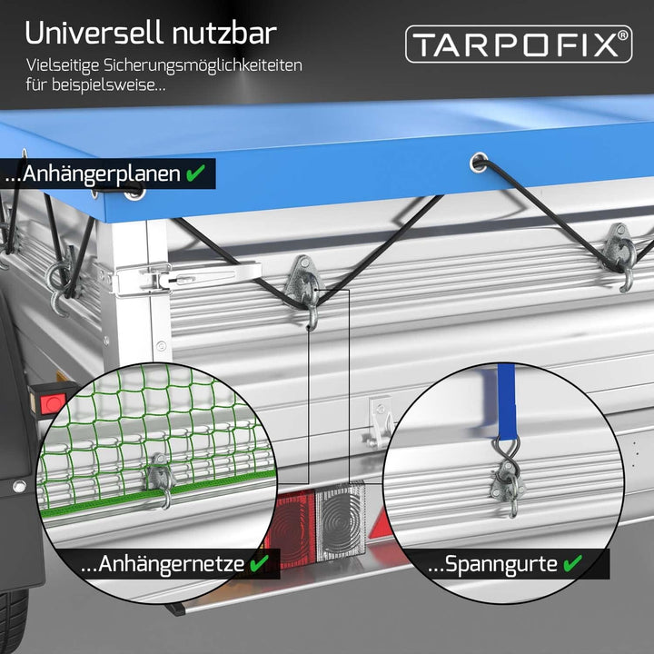 Tarpofix® Dreiloch Planenhaken Netzhaken inkl. Blindnieten für Anhänger Plane & Anhängernetz (10 Stk