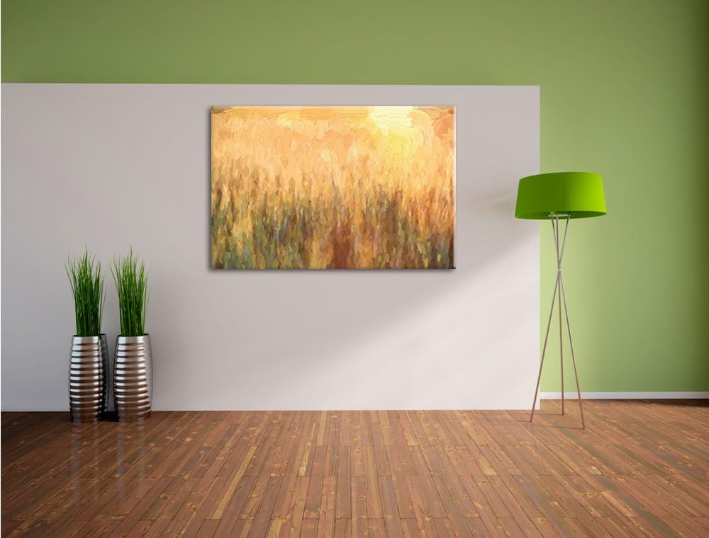 Pixxprint Getreidefeld als Leinwandbild/Grösse: 100x70 / Wandbild/Kunstdruck/fertig bespannt, 100x70