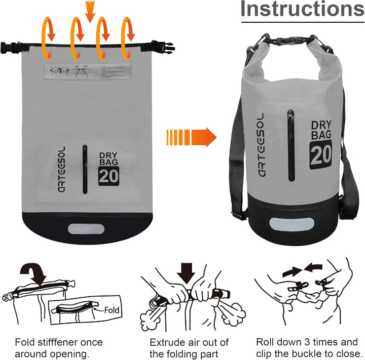 Dry Bag - 5L 10L 20L 30L Waterproof trockener Beutel/Sack wasserdichte Tasche mit Langem justierbare