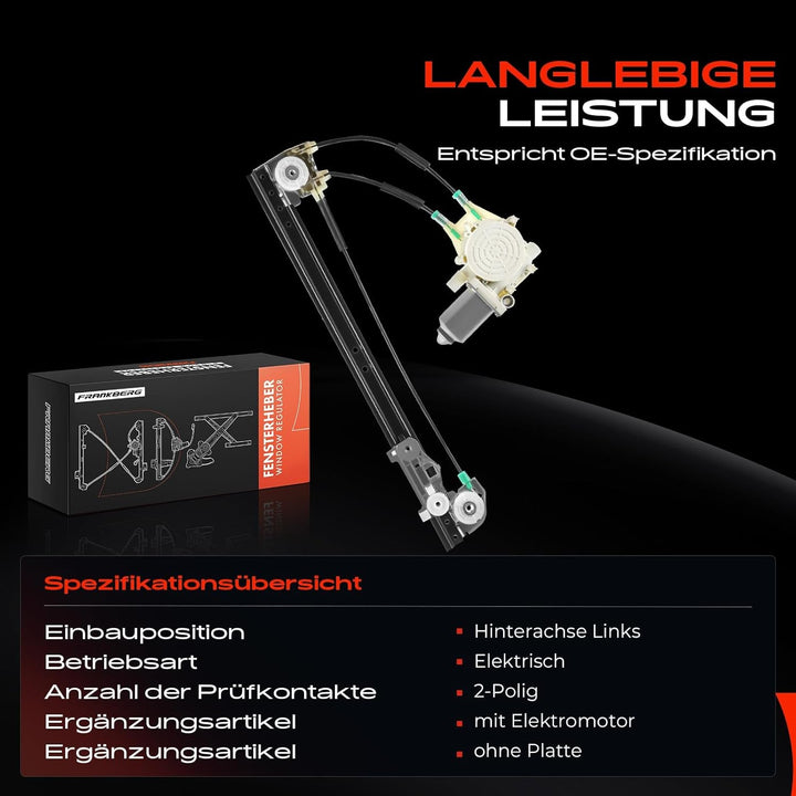 Frankberg Fensterheber Mit Motor Hinten Links Kompatibel mit 5er/5er Touring E39 Limousine Kombi 199