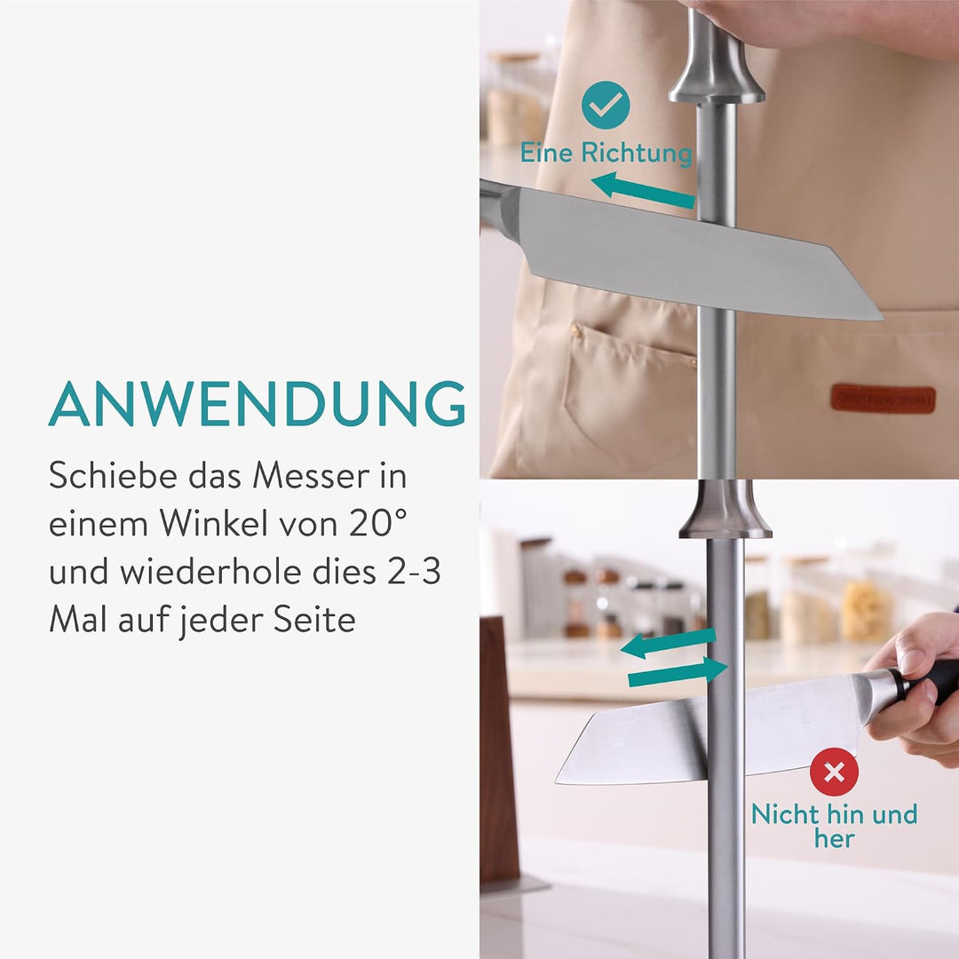 Navaris Wetzstahl für Messer - 43 cm Wetzstab - Messerschärfer mit Diamantbeschichtung - Diamant Mes