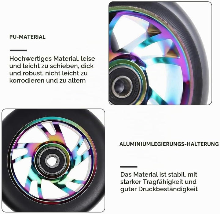 Stunt Scooter Rollen, 2 PCS Scooter Ersatzräder 88A mit ABEC-9 Lager Aluminium, Ersatzräder für Scoo