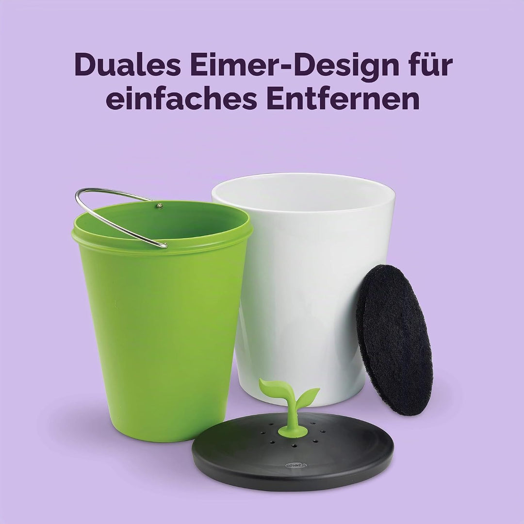 Chef'n EcoCrock Komposteimer, Keramik, schwarz/weiss, 3.3 Liter, Keramik