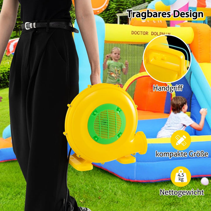 RELAX4LIFE 450W Gebläse Hüpfburg, Luftgebläse mit Praktischem Griff und 2 Erdspiessen, Leistung 1650