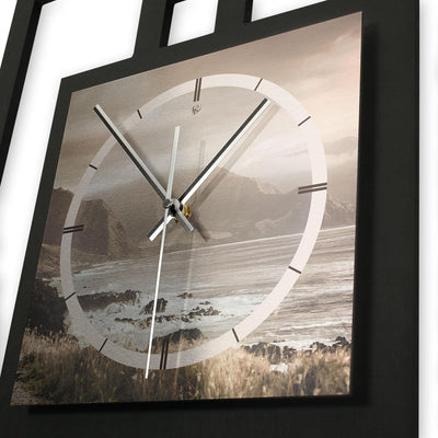 Kreative Feder Designer-Wanduhr „Küste“ in modernem Metallic-Look ohne Tickgeräusche (Funk/Quarz) (F