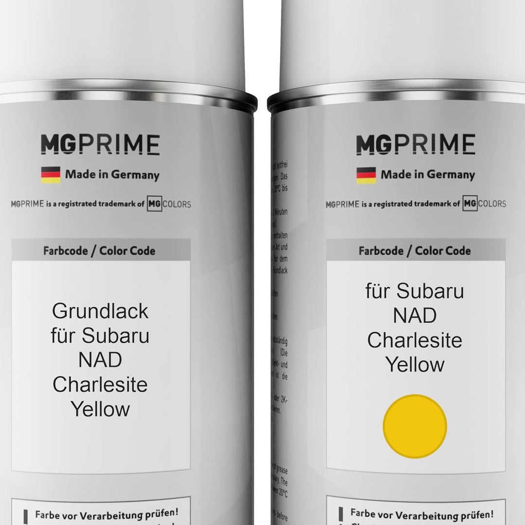 MG PRIME Autolack Sprühdosen Set für Subaru NAD Charlesite Yellow Grundlack Basislack Klarlack Spray