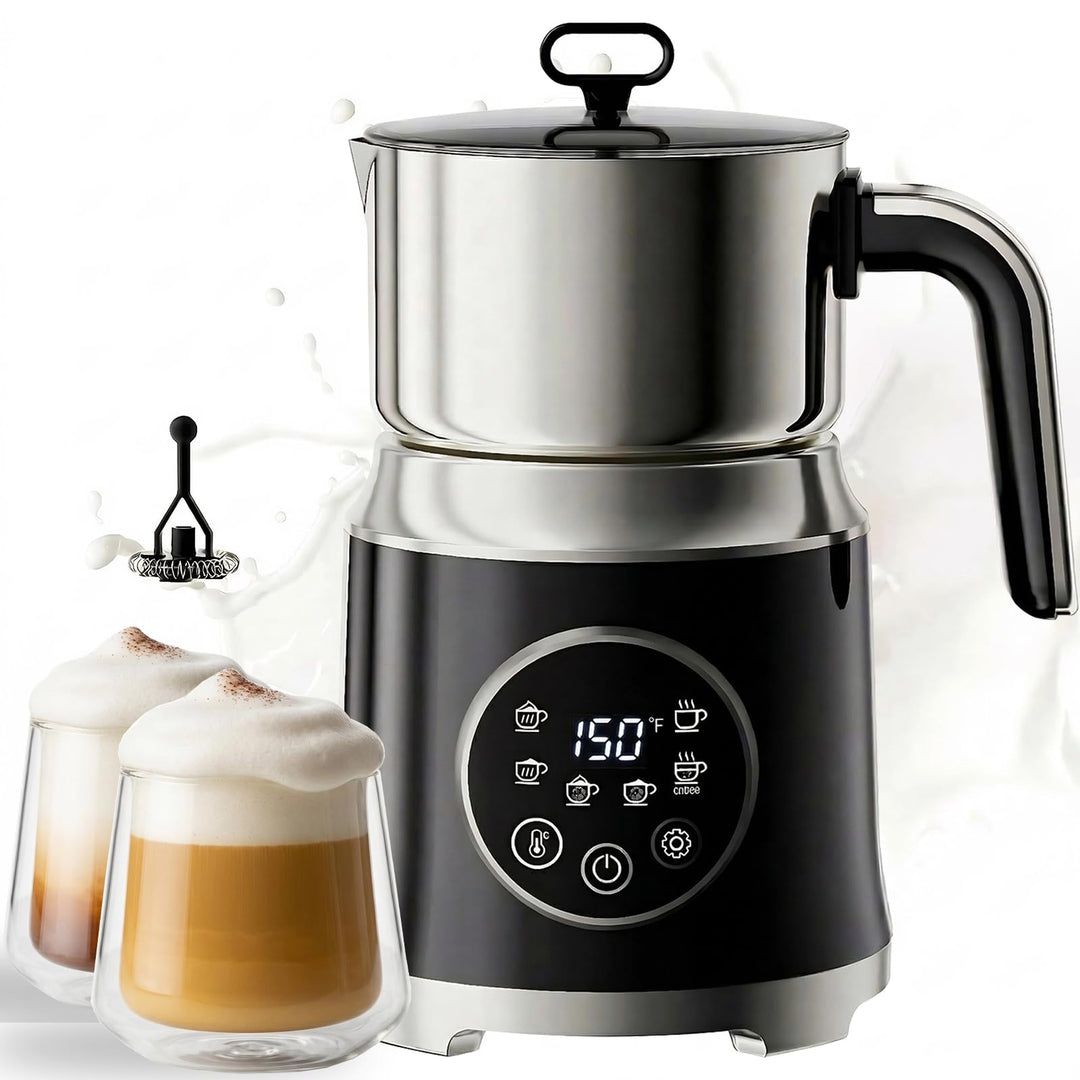 Milchschäumer für Heisse & Kalte Schäume, Milchaufschäumer Elektrisch 6-in-1-800ml Automatischer Spü