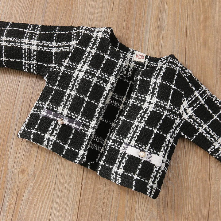 Generisch Kleinkind Kinder Baby Mädchen Ärmellos Patchwork Kariert Prinzessin Kleid Fleece Langarm M