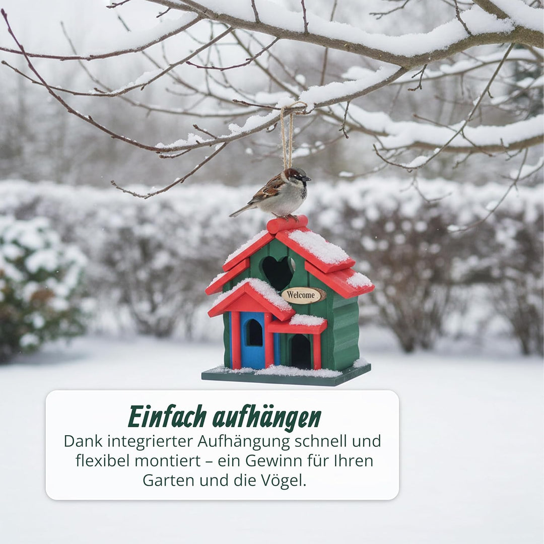 Relaxdays Deko Vogelhaus, Landhausstil, Holz, zum Aufhängen, HBT: 21 x 20 x 13,5 cm, Vogelvilla für