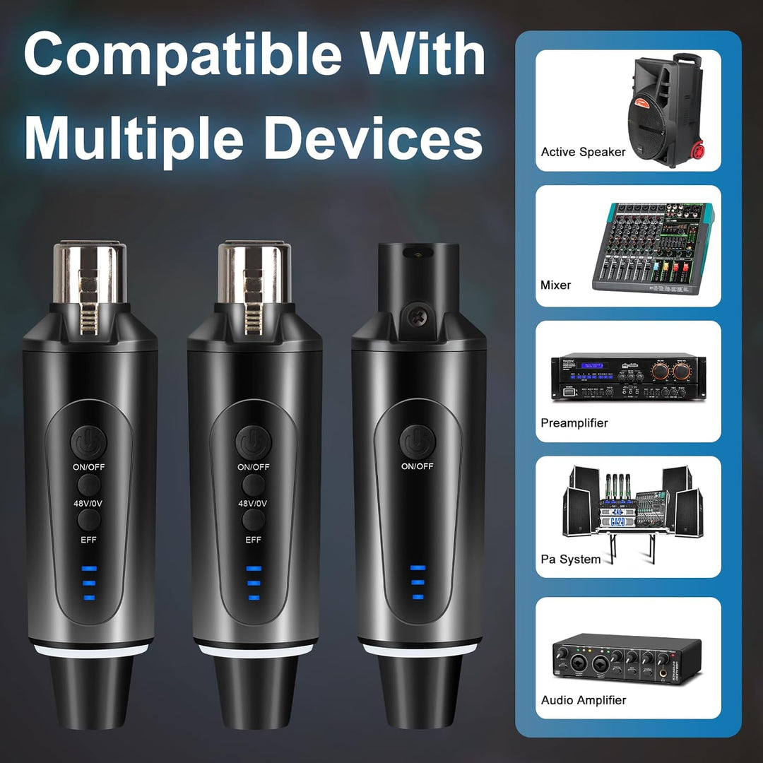 Depusheng S5 kabelloser Gitarren sender Empfänger mit 2 kabellosen XLR Sendern und 1 Empfänger, Mit