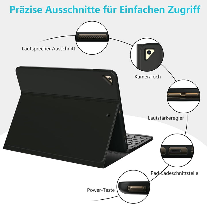 CC Store Tastatur Hülle für iPad 10.2 Zoll (9/8/7 Generation) und iPad 10.5 Zoll (Air 3/Pro), Magnet