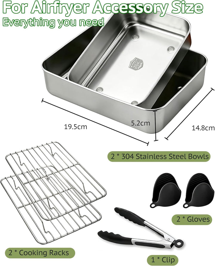 AirFryer Zubehör 6-Piece Set for Ninja Dual Zone & FlexDrawer, 2 X 304 Auflaufform Edelstahl & Grill