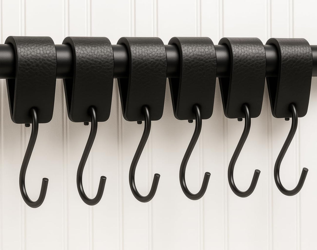 Brute Strength - S Haken Mit Lederschlaufe - Schwarz - 24X - 12,5 x 2,5 cm - Kleiderhaken Garderoben
