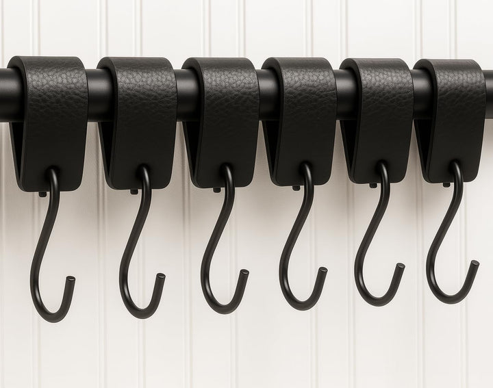 Brute Strength - S Haken Mit Lederschlaufe - Schwarz - 24X - 12,5 x 2,5 cm - Kleiderhaken Garderoben