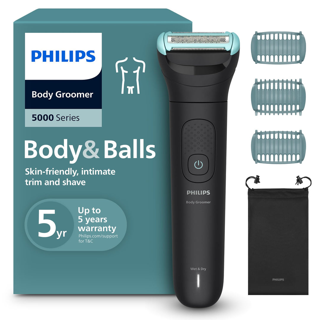Philips Bodygroom Series 5000 – Trimmer für Männer mit Rasiersystem mit Dreifachschutz, auch zur Nut