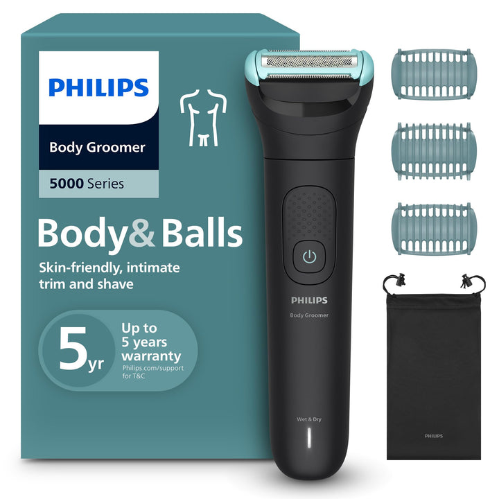 Philips Bodygroom Series 5000 – Trimmer für Männer mit Rasiersystem mit Dreifachschutz, auch zur Nut