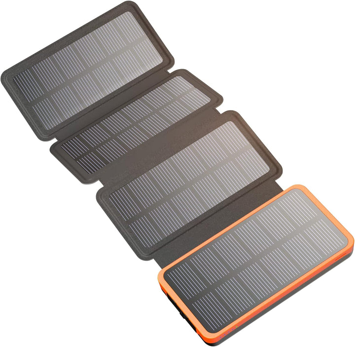 Hiluckey Solar Powerbank 25000mAh mit 4 Solarpanels, 3A Schnelles Aufladen USB C Tragbares Solar Lad