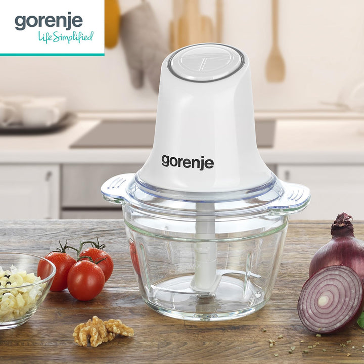Gorenje S501GW Zerkleinerer/Turbotaste / 500 W/Edestahl Doppelklinge/Spülmaschinen geeignet/Glasbehä