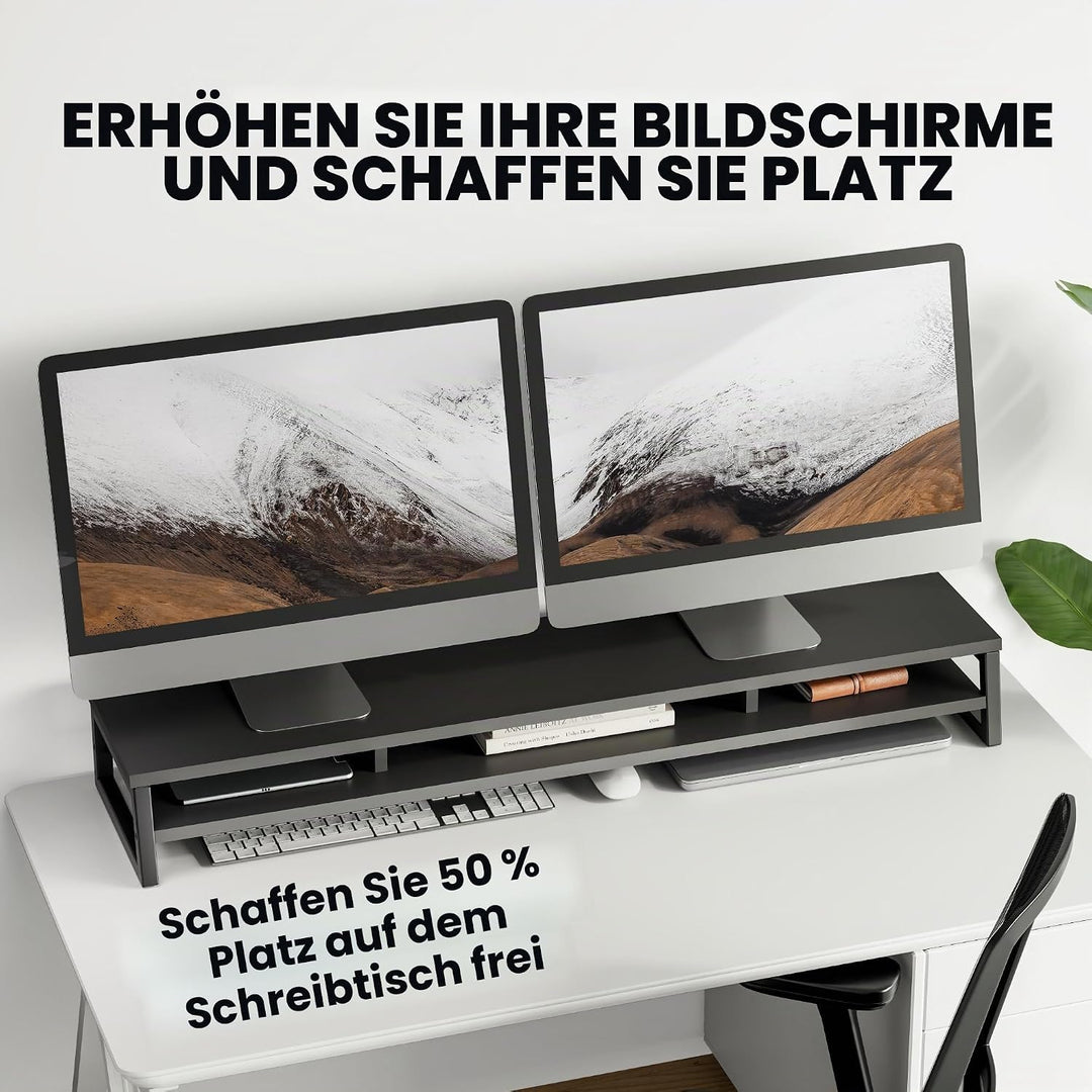 Fenge Dual Monitorständer Riser 108cm Grosse Computer Bildschirmständer für PC/Laptop/Fax/Drucker/TV