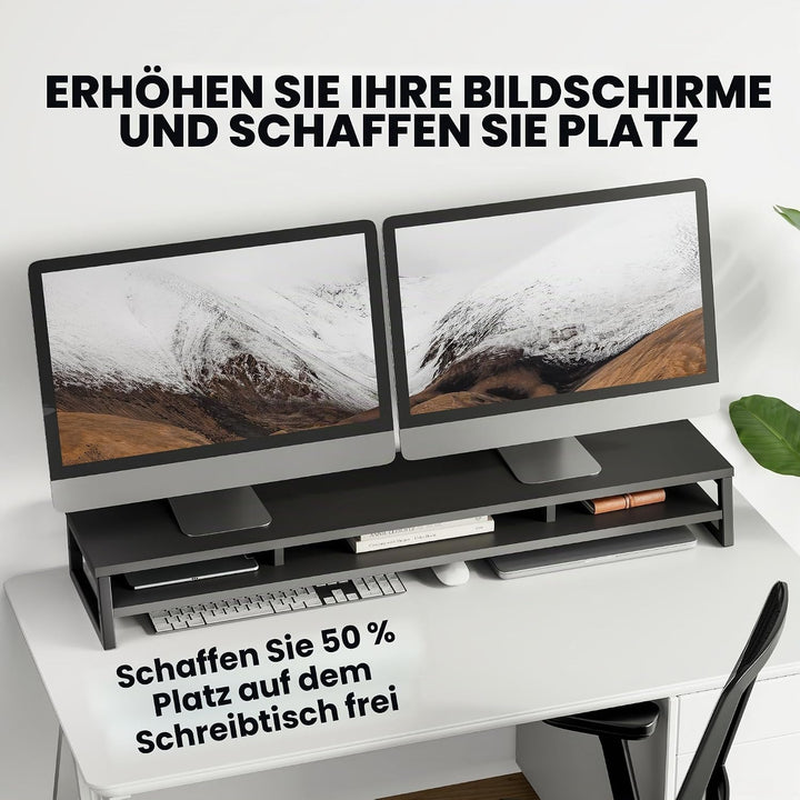 Fenge Dual Monitorständer Riser 108cm Grosse Computer Bildschirmständer für PC/Laptop/Fax/Drucker/TV