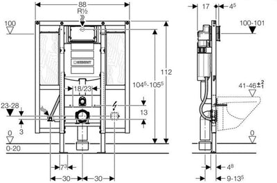 Geberit 111.375.00.5 – Rack Duofix UP320) für Behinderte mit Stangen mit verdeckter Spülkasten Sigma