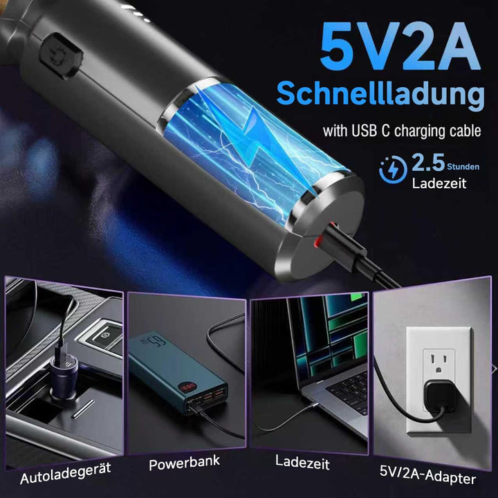 Handstaubsauger Akku, 26000PA Auto Staubsauger, Upgrade-Schnellladung, 3-Gang Akku Staubsauger mit B