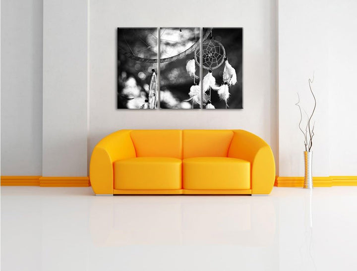 Pixxprint Traumfänger / 3-Teilig/Gesamtmass 120cm Leinwandbild bespannt auf Holzrahmen/Wandbild Kuns