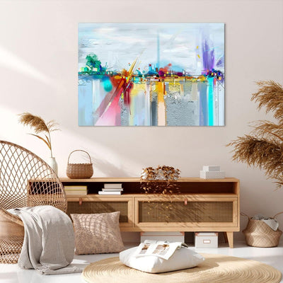 Bilder auf Leinwand 100x70cm Leinwandbild mit Rahmen Abstraktion modern Gross Wanddeko Bild Schlafzi