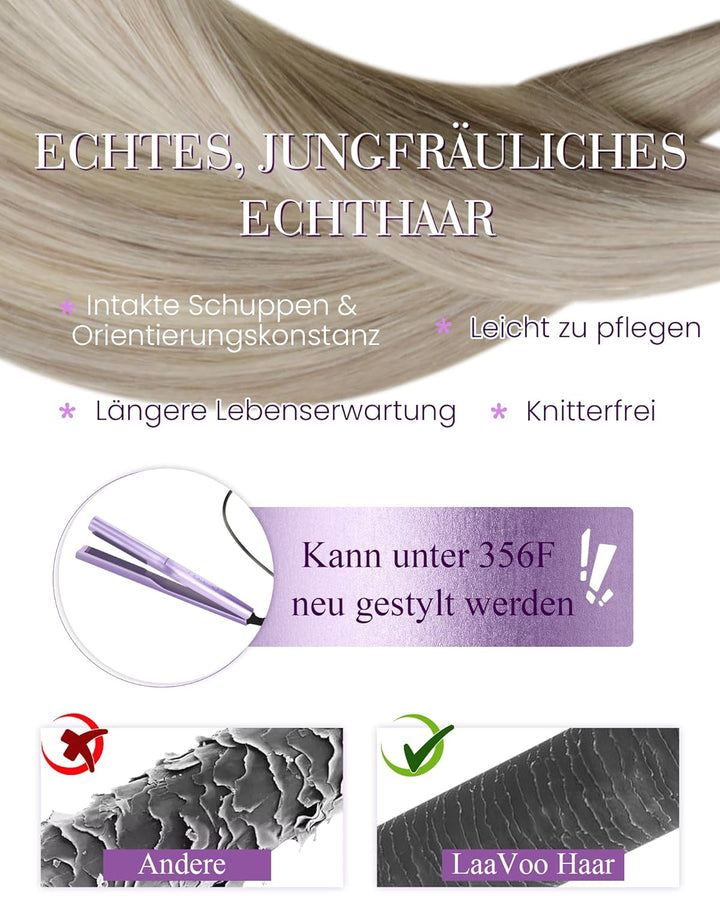 LaaVoo Bonding Extensions Echthaar U Tips Extensions Echthaar Bondings Blond Hot Fusion Keratin Haar