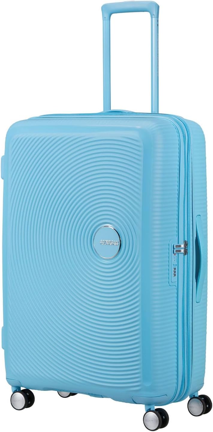 American Tourister Soundbox Spinner 77/28 TSA EXP Trolley Blueberry Fizz hellblau