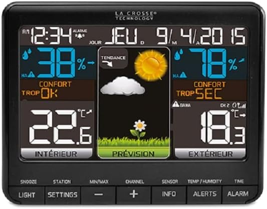 La Crosse Technology WS6825 Wetterstation, Schwarz Noir avec 3 sondes, Noir avec 3 sondes