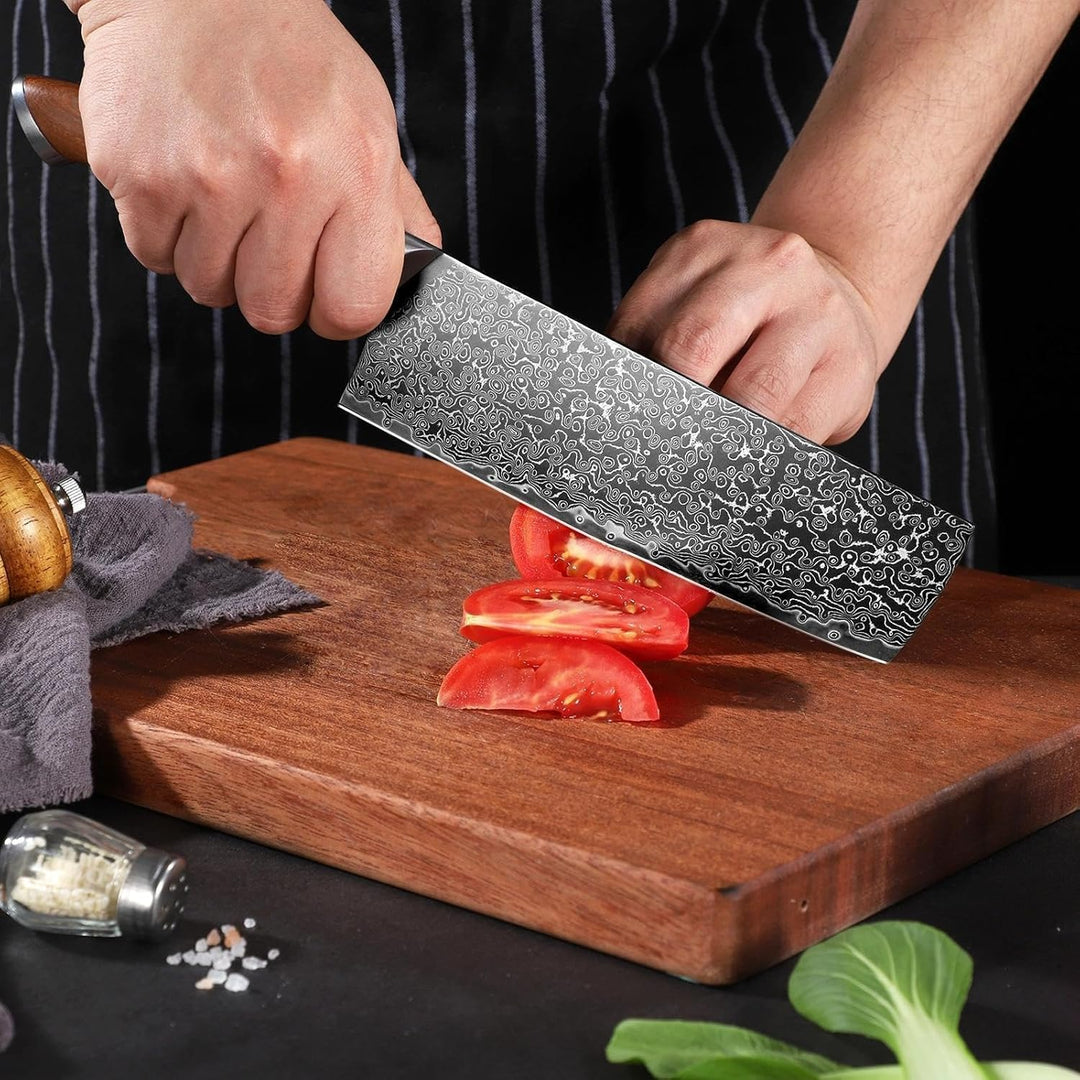 Freelander Nakiri Messer VG10 Küchenmesser, Scharfes Japanisches Damastmuster Kochmesser Profi Gemüs