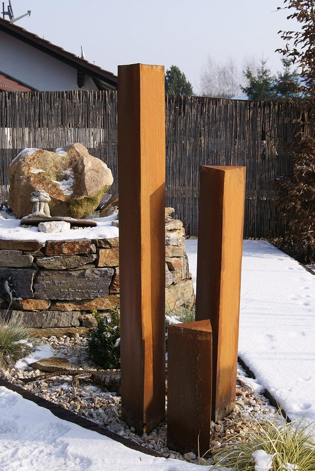 JH-Metalldesign Säulenset Edelrost Säulen Set Rost Garten Dekoration Stele