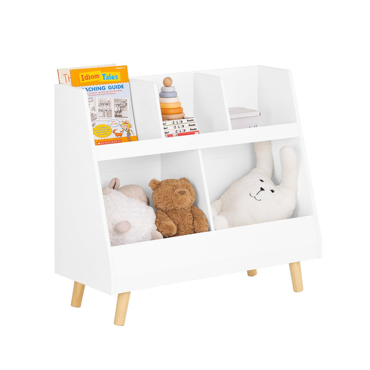 SoBuy Bücherregal Kinder, Kinderregal mit 5 Fächern und Massivholzbeinen, Regal Kinderzimmer, Kinder
