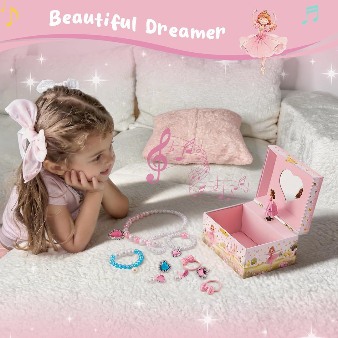 ProCase Kinder Musik Box Schmuckkästchen mit Spieluhr Princess, Schmuckschatulle mit Melodie für Mäd