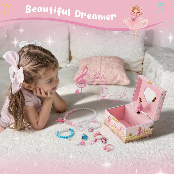 ProCase Kinder Musik Box Schmuckkästchen mit Spieluhr Princess, Schmuckschatulle mit Melodie für Mäd