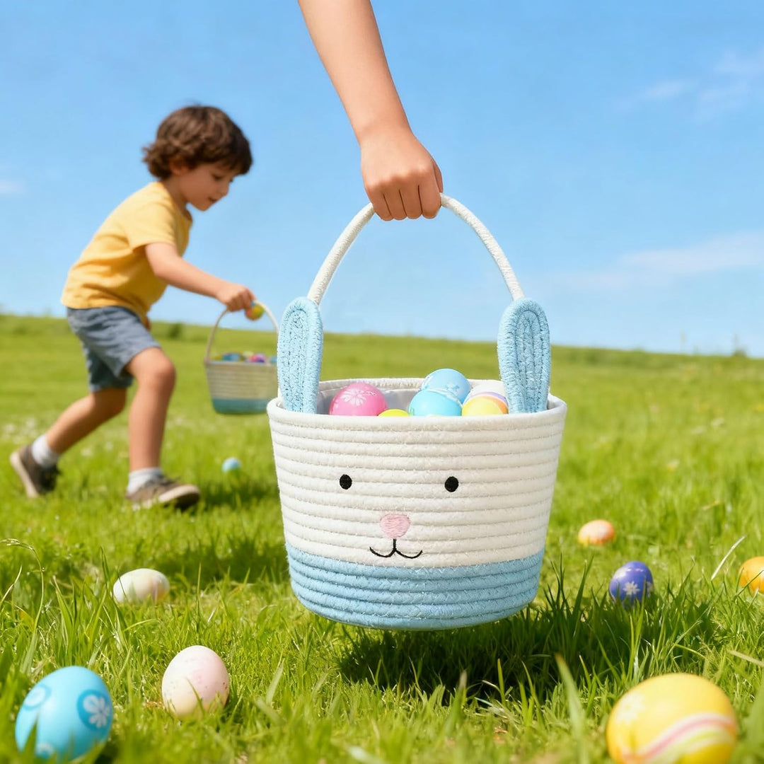 Osterkorb, Osterhasenkorb mit Griff, Osterkörbe für Kinder, Baby-Geschenkkorb, Eiereimer, Geschenke,